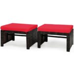 Trulli Rattan Outdoor Ottoman with Cushion (Set of 2) - Image 4
