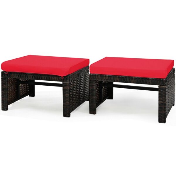 Trulli Rattan Outdoor Ottoman with Cushion (Set of 2) - Image 4