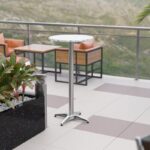 Trumann Indoor/Outdoor Aluminum Round Bar Height Table with Cross Base