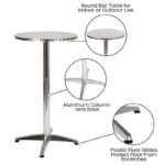 Trumann Indoor/Outdoor Aluminum Round Bar Height Table with Cross Base - Image 8