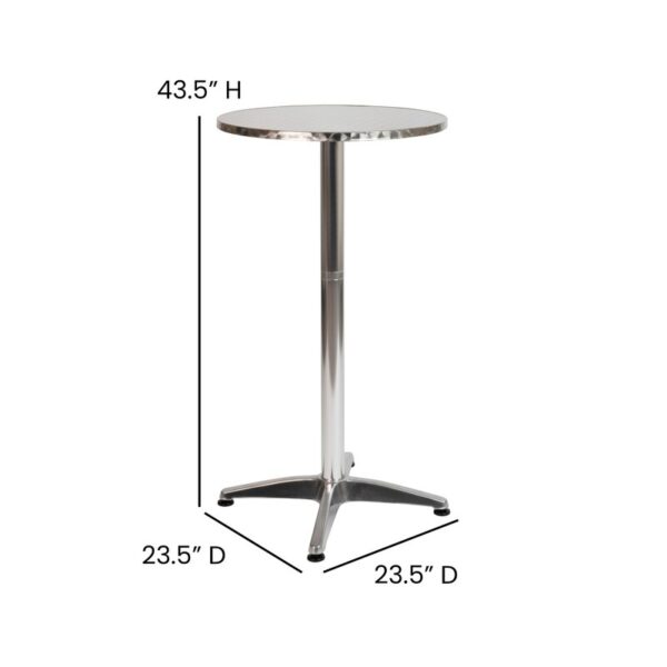 Trumann Indoor/Outdoor Aluminum Round Bar Height Table with Cross Base - Image 7