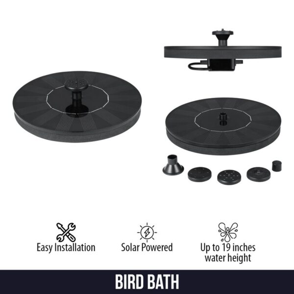 Tucker Murphy Petâ„¢ Solar Bird Bath And Water Fountain With 4 Different Nozzle Heads - Perfect For Bird Baths And Small Ponds - Image 6