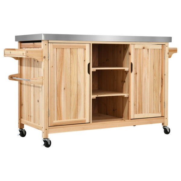 Tuyet Red Barrel StudioÂ® Bar Cart with Solid Wood Outer Material - Image 2