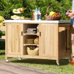 Tuyet Red Barrel StudioÂ® Bar Cart with Solid Wood Outer Material