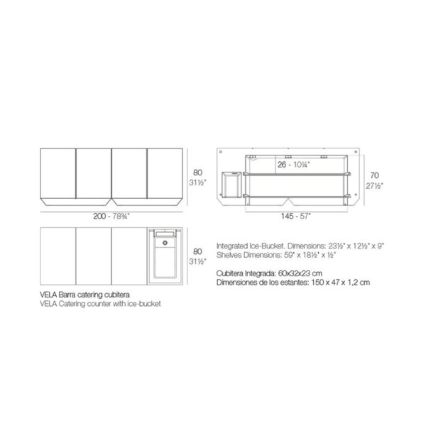 Vela Catering Bar with Ice Bucket - Image 7