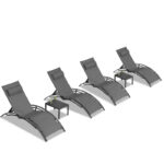 Venissa Outdoor Metal Chaise Lounge with Table