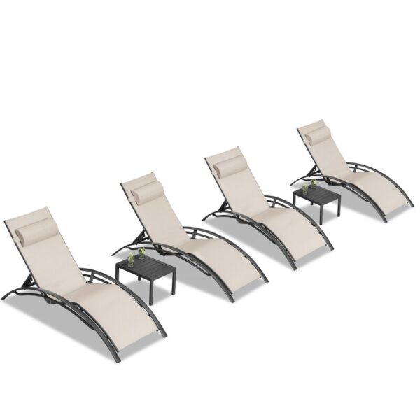 Venissa Outdoor Metal Chaise Lounge with Table - Image 6