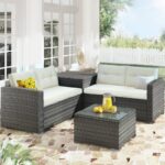 Verduzco Wicker/Rattan 4 - Person Seating Group with Cushions