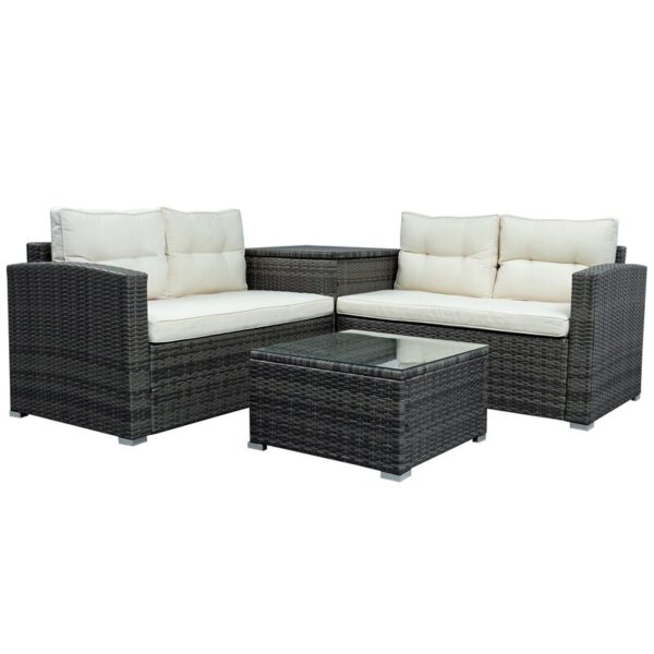 Verduzco Wicker/Rattan 4 - Person Seating Group with Cushions - Image 6