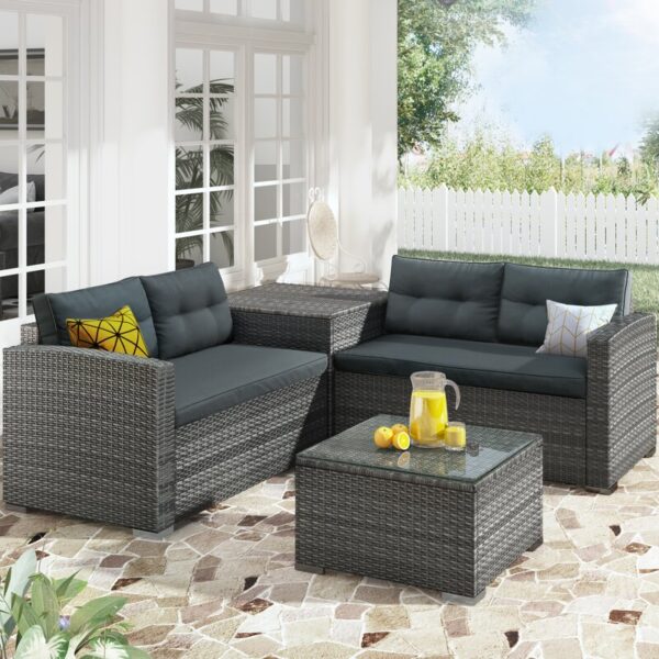 Verduzco Wicker/Rattan 4 - Person Seating Group with Cushions - Image 10