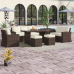 Vernis Polyethylene (PE) Wicker 8 - Person Seating Group with Cushions - Image 10