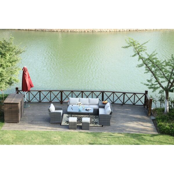 Vernis Polyethylene (PE) Wicker 8 - Person Seating Group with Cushions - Image 4