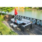 Vernis Polyethylene (PE) Wicker 8 - Person Seating Group with Cushions - Image 8