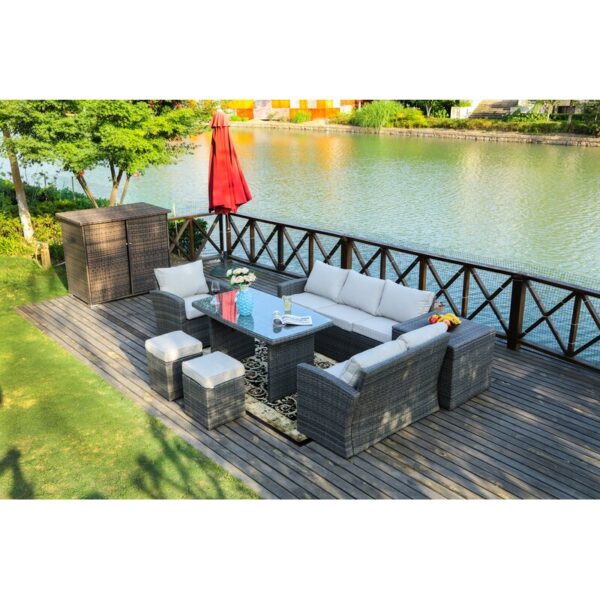 Vernis Polyethylene (PE) Wicker 8 - Person Seating Group with Cushions - Image 8