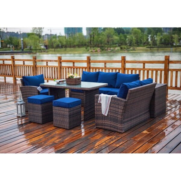 Vernis Polyethylene (PE) Wicker 8 - Person Seating Group with Cushions - Image 11