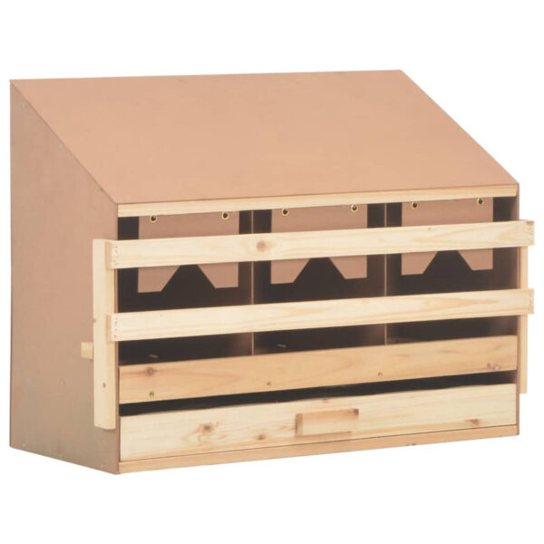 Vidaxl Chicken Laying Nest 3 Compartments 28.3"X13"X21.3" Solid Pine Wood - Image 3