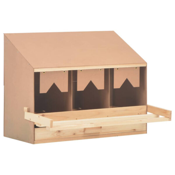 Vidaxl Chicken Laying Nest 3 Compartments 28.3"X13"X21.3" Solid Pine Wood - Image 2