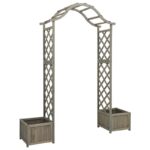 vidaXL Solid Firwood Garden Pergola with Planter Wooden Arbor Brown/Gray