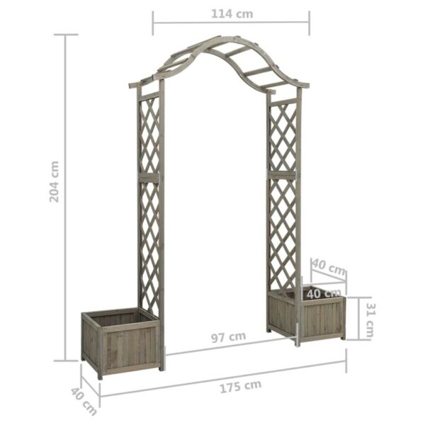 vidaXL Solid Firwood Garden Pergola with Planter Wooden Arbor Brown/Gray - Image 5