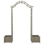 vidaXL Solid Firwood Garden Pergola with Planter Wooden Arbor Brown/Gray - Image 2