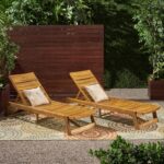 Vinita Outdoor Acacia Chaise Lounge Set - Image 9