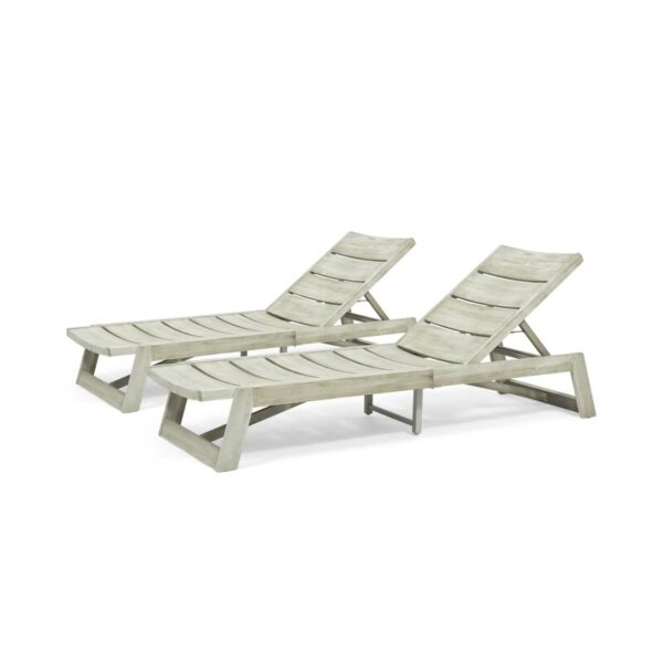 Vinita Outdoor Acacia Chaise Lounge Set - Image 4