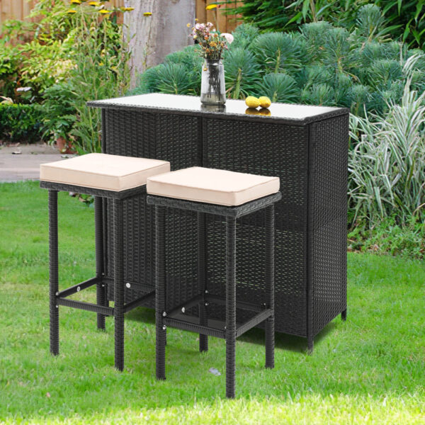 Vural Red Barrel StudioÂ® Bar Set with Metal Frame and Wicker Outer Material - Image 2