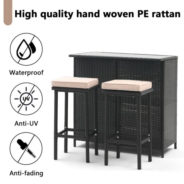 Vural Red Barrel StudioÂ® Bar Set with Metal Frame and Wicker Outer Material - Image 4