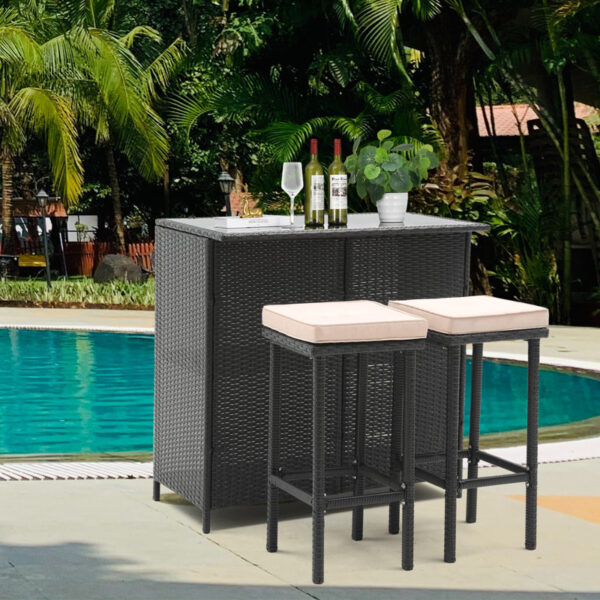Vural Red Barrel StudioÂ® Bar Set with Metal Frame and Wicker Outer Material - Image 3