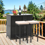 Vural Red Barrel StudioÂ® Bar Set with Metal Frame and Wicker Outer Material