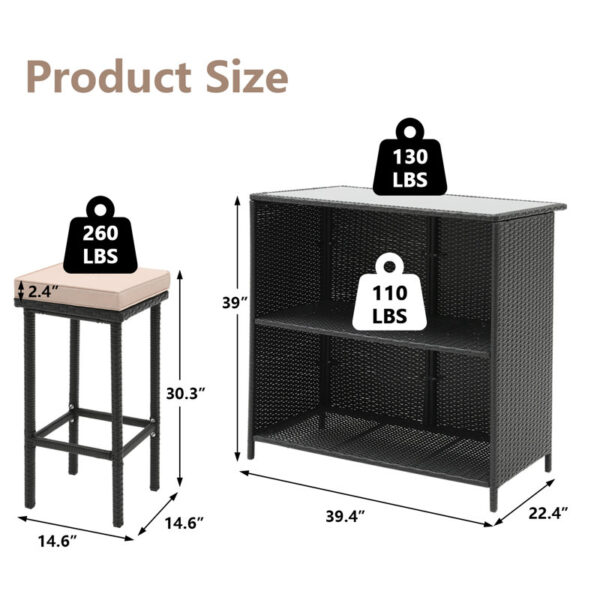 Vural Red Barrel StudioÂ® Bar Set with Metal Frame and Wicker Outer Material - Image 7