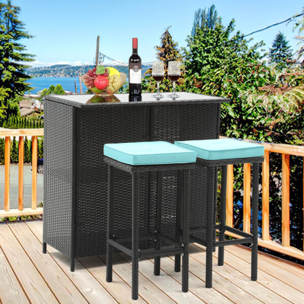 Vural Red Barrel StudioÂ® Bar Set with Metal Frame and Wicker Outer Material - Image 8