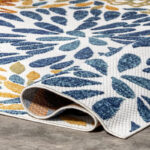 Weyland Floral Power Loom Blue/Orange Indoor/Outdoor Patio Rug - Image 6