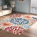 Weyland Floral Power Loom Blue/Orange Indoor/Outdoor Patio Rug - Image 2