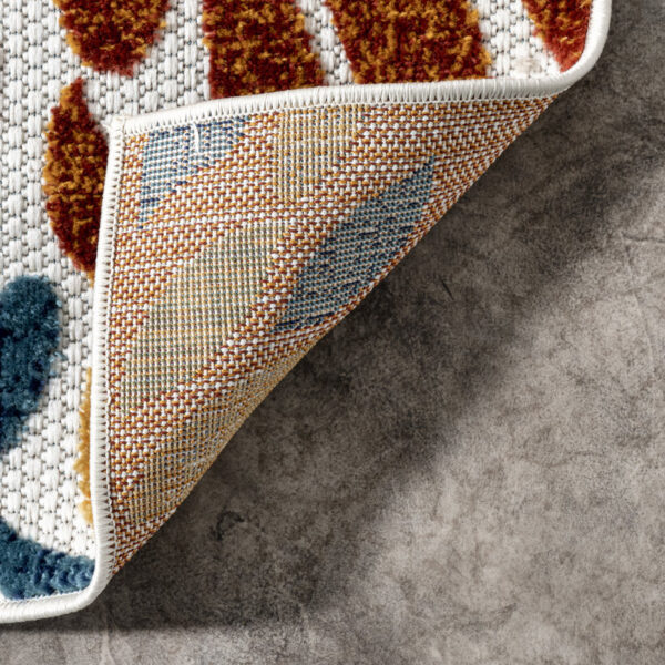 Weyland Floral Power Loom Blue/Orange Indoor/Outdoor Patio Rug - Image 5