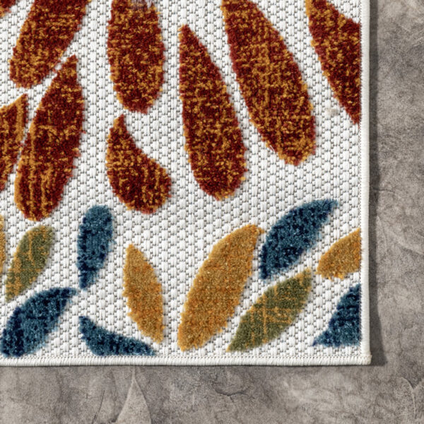 Weyland Floral Power Loom Blue/Orange Indoor/Outdoor Patio Rug - Image 4