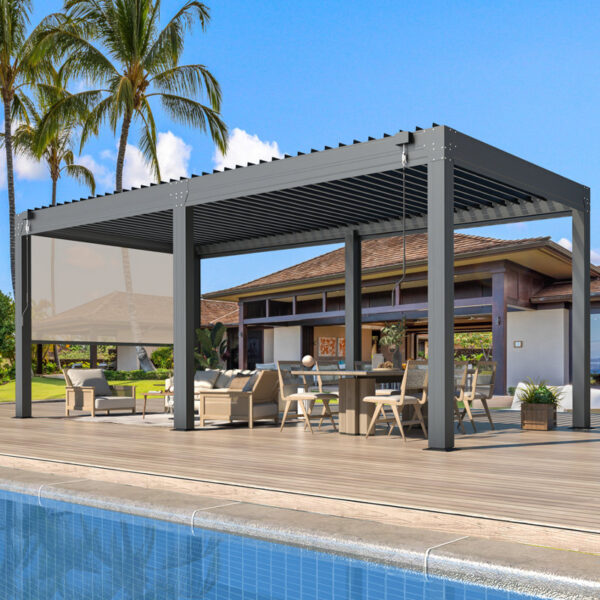 White 20 Ft. W x 10 Ft. D Aluminum Pergola - Image 8