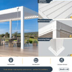 White 20 Ft. W x 10 Ft. D Aluminum Pergola - Image 4