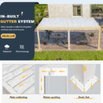 White 20 Ft. W x 10 Ft. D Aluminum Pergola - Image 3