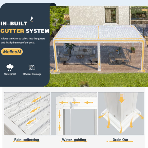 White 20 Ft. W x 10 Ft. D Aluminum Pergola - Image 3