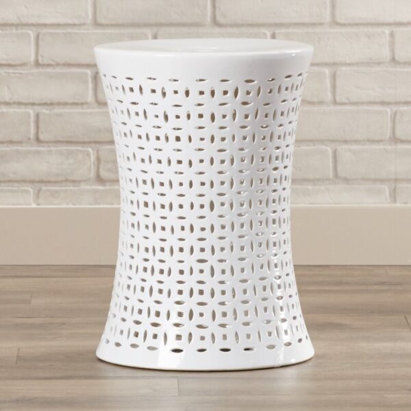 White Alondo 18'' Tall Ceramic Garden Stool - Image 5