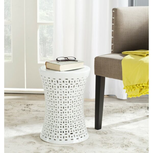 White Alondo 18'' Tall Ceramic Garden Stool - Image 4