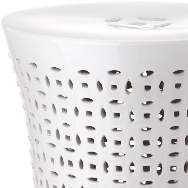 White Alondo 18'' Tall Ceramic Garden Stool - Image 3