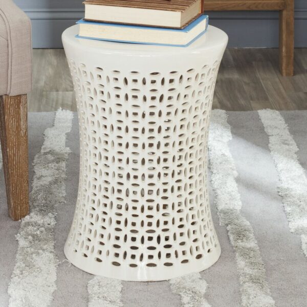 White Alondo 18'' Tall Ceramic Garden Stool - Image 10