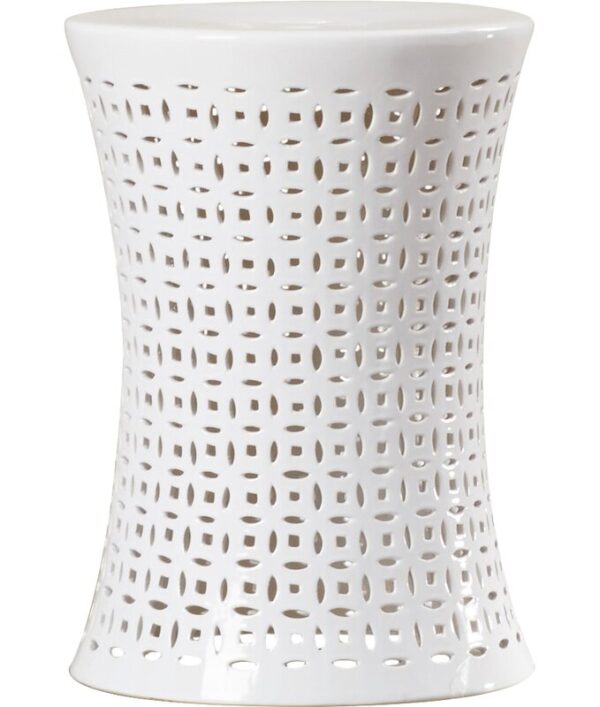 White Alondo 18'' Tall Ceramic Garden Stool - Image 6
