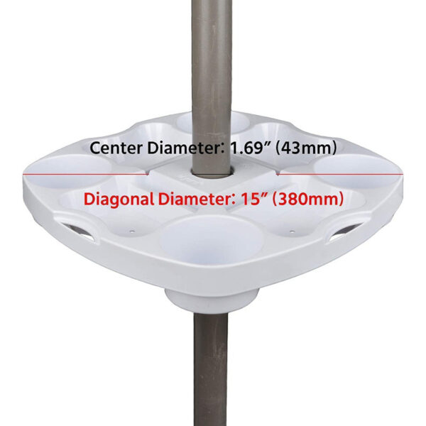 White Arlmont & Co. 15â€ Umbrella Table Tray Pro Fits 1-1.5â€ Diameter for Beach Patio Garden Swimming Pool (Blue) 2A05CE786C4B49F0838A8EC6CB7DE0E2-BL - Image 3