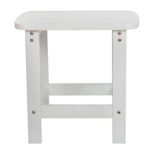 White Balasi All-Weather Poly Resin Adirondack Side Table - Patio Table - Image 2