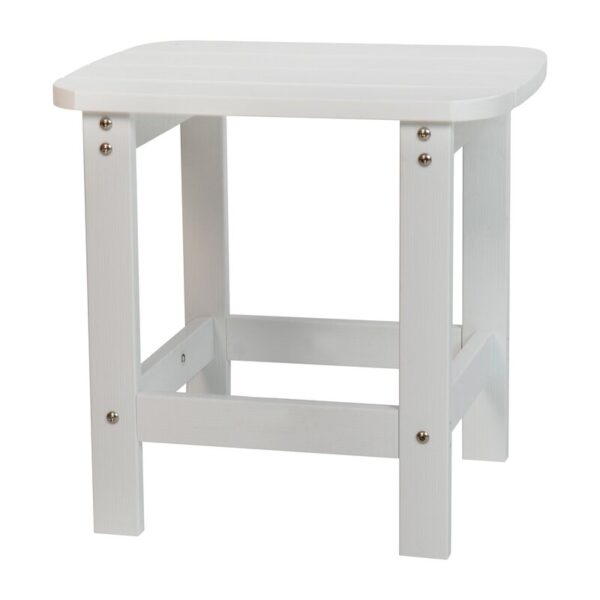 White Balasi All-Weather Poly Resin Adirondack Side Table - Patio Table - Image 4