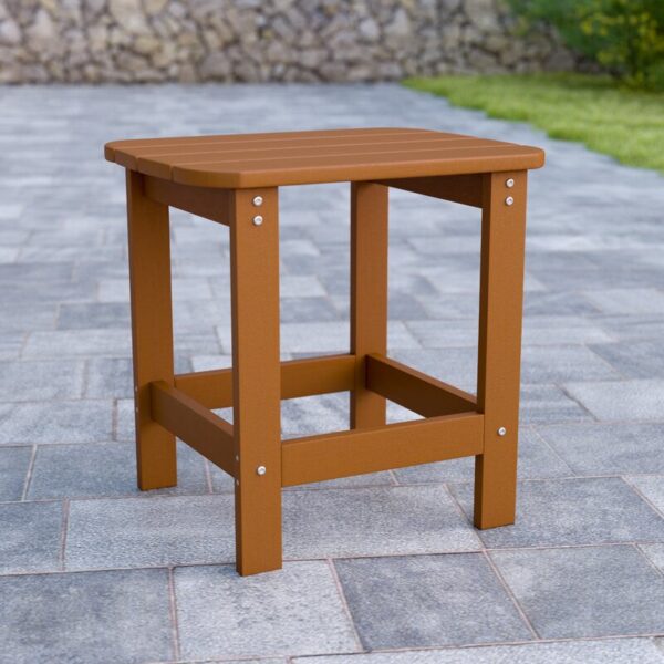 White Balasi All-Weather Poly Resin Adirondack Side Table - Patio Table - Image 12