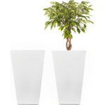 White Maiwenn 2-Piece Plastic Pot Planter Set (Set of 2) - Image 8